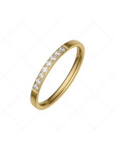 BALCANO - Ella / Dünner Edelstahl Ring mit Zirkonia Kristallen und 18K Gold Beschichtung
