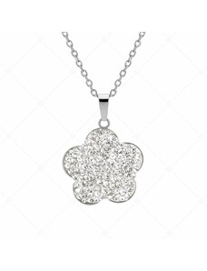 BALCANO - Fiore / Edelstahl Halskette mit Blumenförmigem Kristall Anhänger