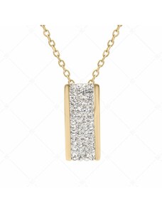 BALCANO - Giulia / Edelstahl Halskette mit rechteckigem Kristall Anhänger, 18K vergoldet
