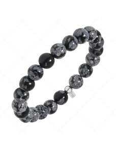 BALCANO - Schneeflocken Obsidian / Mineral Perlen Armband