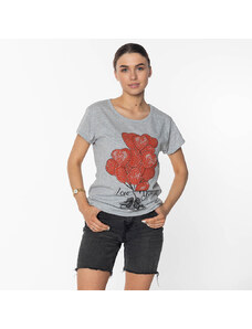 NAMSO Graues Damen-T-Shirt mit Aufdruck BALLOON - Kleidung - pigeon gray