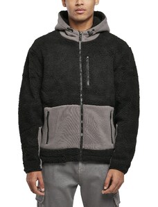 Urban Classics Herren Hooded Sherpa Jacket Jacke, Black/Asphalt, M
