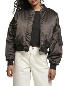 Urban Classics Damen Ladies Short Oversized Satin Bomber Jacket Jacke, Black, S