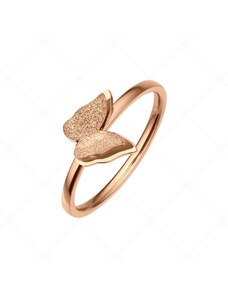 BALCANO - Papillon / 18K Rosévergoldeter Schmetterling Ring mit Glitzer Oberfläche