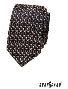 Avantgard Schmale Krawatte mit blau-braunem Muster