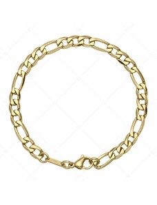 BALCANO - Figaro / Edelstahl Figarokette 3+1 Kettenöse-Armband mit 18K Gold Beschichtung - 6 mm