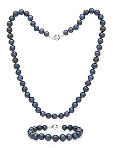 Buka Jewelry Mutiara Perlen Set 7,5 AA (Armband und Perlenkette) - dunkel