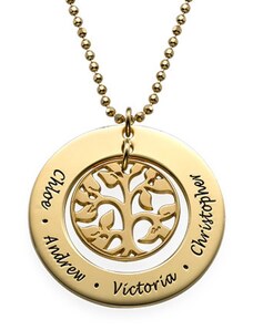Personalisiertekette.De Geschenk für Mamma Gold überzogener Familie Baum Halskette