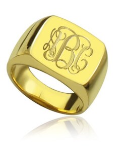 Personalisiertekette.De 18ct Gold überzogene Art und Weise Monogramm Initialen Ring