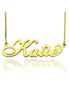 Personalisiertekette.De Personalisierte Halskette Namensschild Carrie in 18 karätigem Gold überzogen