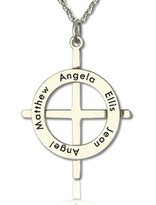 Personalisiertekette.De Silber Latin Art Kreis Kreuz Halskette mit allen möglichen Namen
