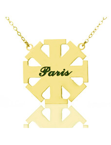 Personalisiertekette.De Customized Kreuz Halskette mit dem Namen 18 karätigem Gold überzogen 925 Silber