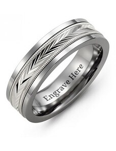 Personalisiertekette.De Tungsten Männer Tungsten Diamond Cut Inlay Band Ring