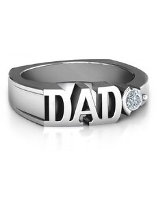 Personalisiertekette.De Sterling Silber Greatest Dad birthstone Ring der Männer mit Peridot (simuliert) Stein