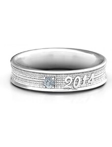 Personalisiertekette.De Sterling Silber 2014 Unisex Strukturierter Abschluss Ring mit Smaragd Stein