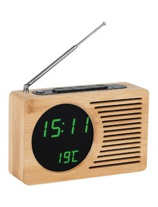 Atlanta Radio-Wecker mit Thermometer / Hygrometer Holzgehäuse 2601