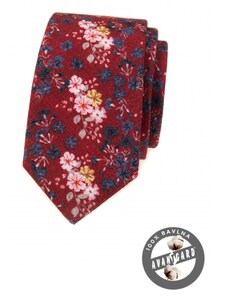 Avantgard Ziegelrote Krawatte mit Blumen