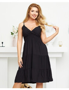 AIRISA Schwarzes knielanges Sommerkleid für Damen - Kleidung - schwarz