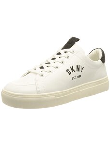 DKNY Women's Footwear CARA - LACE UP SNEAKER,WHITE/BLACK, 6.5