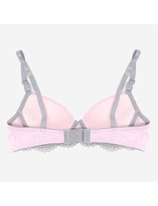 marka niezdefiniowana Grauer und rosafarbener Damen-BH mit Spitze - Unterwäsche - Hell-Pink || pink || pigeon gray