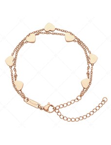 BALCANO - Coeur / Edelstahl Zweireihiges Armband mit Herzen, 18K rosévergoldet
