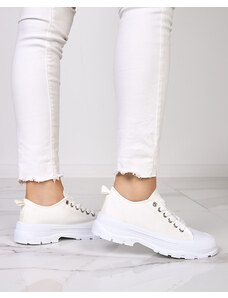 marka niezdefiniowana Weiße und ecrufarbene Damen-Sneakers mit höherer Sohle Mytiko - Schuhe - weiß || naturfarben