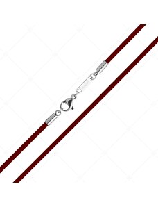 BALCANO - Cordino / Burgunderrot Leder Halskette mit hochglanzpoliertem Edelstahl Hummerkrallenverschluss - 2 mm