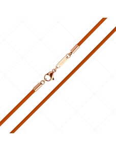 BALCANO - Cordino / Orange Leder Halskette mit 18K rosévergoldetem Edelstahl Hummerkrallenverschluss - 2 mm