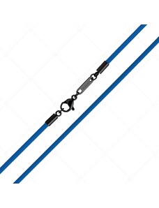BALCANO - Cordino / Blaues Leder Halskette mit schwarzem PVD-beschichtetem Edelstahl Hummerkrallenverschluss - 2 mm