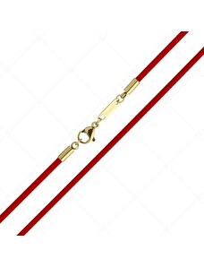 BALCANO - Cordino / Rotes Leder Halskette mit 18K vergoldetem Edelstahl Hummerkrallenverschluss - 2 mm