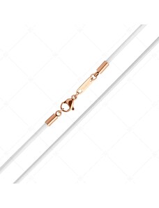 BALCANO - Cordino / Weißes Leder Halskette mit 18K rosévergoldetem Edelstahl Hummerkrallenverschluss - 2 mm