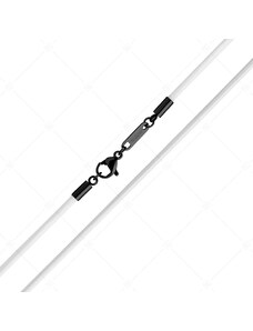 BALCANO - Cordino / Weißes Leder Halskette mit schwarzem PVD-beschichtetem Edelstahl Hummerkrallenverschluss - 2 mm
