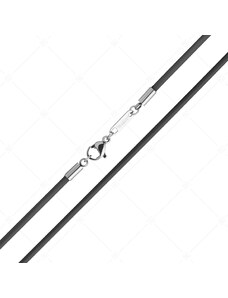 BALCANO - Cordino / Schwarzes Leder Halskette mit hochglanzpoliertem Edelstahl Hummerkrallenverschluss - 2 mm