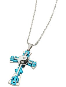 IZMAEL Yin-Yang Cross Halskette – Blau KP19789