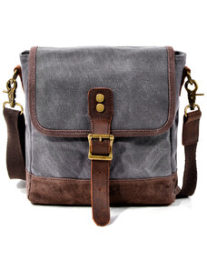 Glara Small vintage canvas hiking bag with leather details