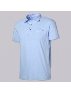 Willsoor Blaues Herren Poloshirt, mit farblich abgesetzten Elementen 14303