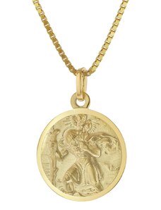 trendor Christophorus Anhänger Gold 333 mit vergoldeter Silber-Halskette 41378-45, 45 cm
