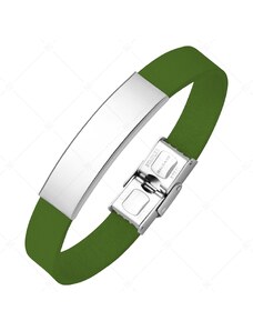 BALCANO - Grünes Leder Armband mit gravierbarem rechteckigen Kopfstück aus Edelstahl