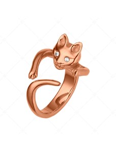 BALCANO - Kitten / Ring in Kätzchenform mit Zirkonia Augen, 18K rosévergoldet