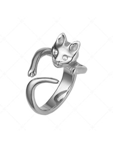 BALCANO - Kitten / Ring in Kätzchenform mit Zirkonia Augen, hochglanzpoliert