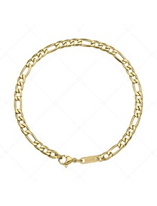 BALCANO - Figaro / Edelstahl Figarokette 3+1 Kettenöse-Armband mit 18K Gold Beschichtung - 4 mm