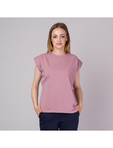 Willsoor Rosafarbenes Damen T-Shirt ohne Muster 14266