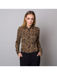 Damen Langarm-Blusen Willsoor schwarz beige Leopard