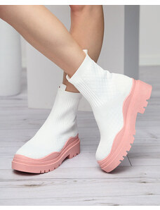 Sweet shoes Weiße und rosafarbene Damenstiefel mit flachem Absatz Seritis - Footwear - Hell-Pink || pink || schwarz