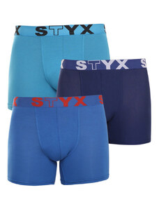 3PACK Herren Klassische Boxershorts Styx long sportlicher Gummizug blau (U9676869) L