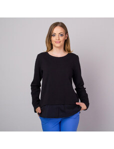 Willsoor Modisches langärmeliges Damenshirt in Schwarz, mit einem Bluseneinsatz 14322