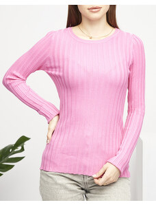 marka niezdefiniowana Pinker Damenpullover mit Rundhalsausschnitt - Bekleidung - pink