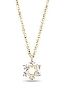Schneeflocken-Halskette aus 14k Gelbgold mit Diamant KLENOTA K0838013