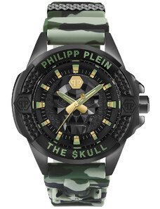 Philipp Plein Unisex-Uhr The Skull Schwarz/Camouflage Grün PWAAA0821
