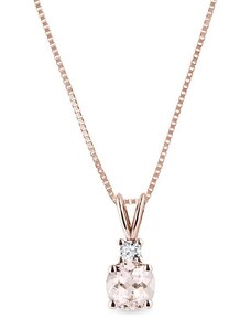 Morganit und Diamant Halskette aus 14kt Roségold KLENOTA K0459084